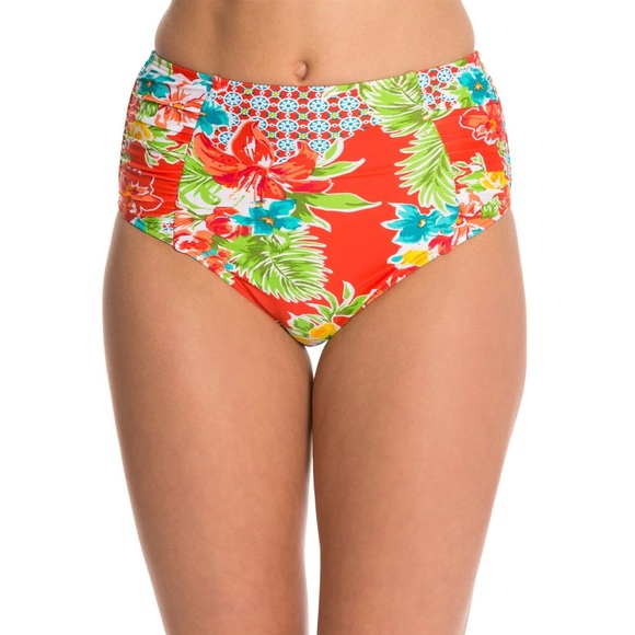 The Bikini Lab Retro High Waist Hawaii Tropical Floral Bikini Top & Bottom (S/M) - Picture 6 of 9